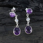Amethyst-Mexican-Ling-multiple-stud-Purple-Silver-Earring