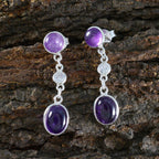 Amethyst-Mexican-Ling-multiple-stud-Purple-Silver-Earring