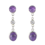 Amethyst-Mexican-Ling-multiple-stud-Purple-Silver-Earring