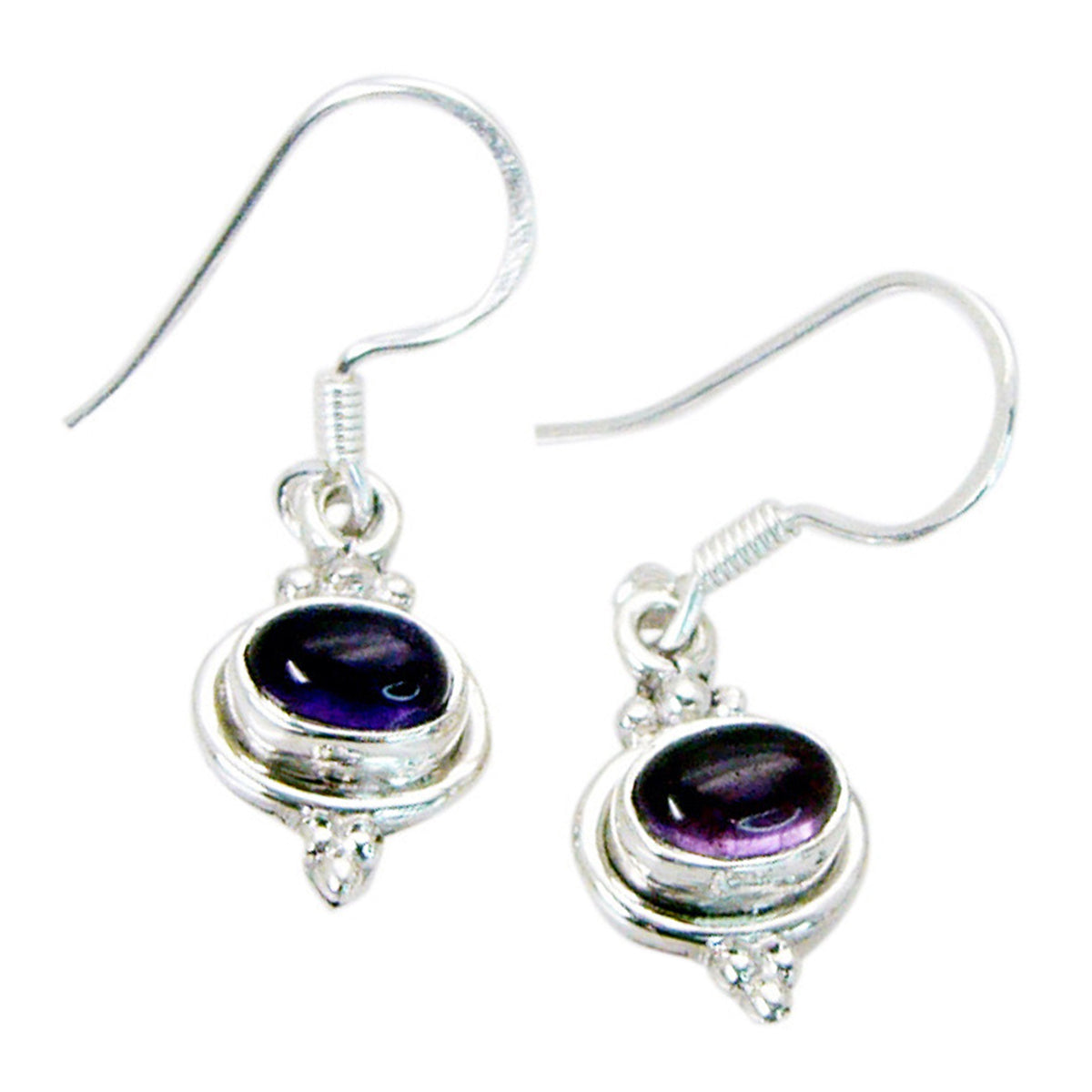 Boucles d'oreilles pendantes multiples en argent sterling violet avec améthyste et nari français Image secondaire du produit