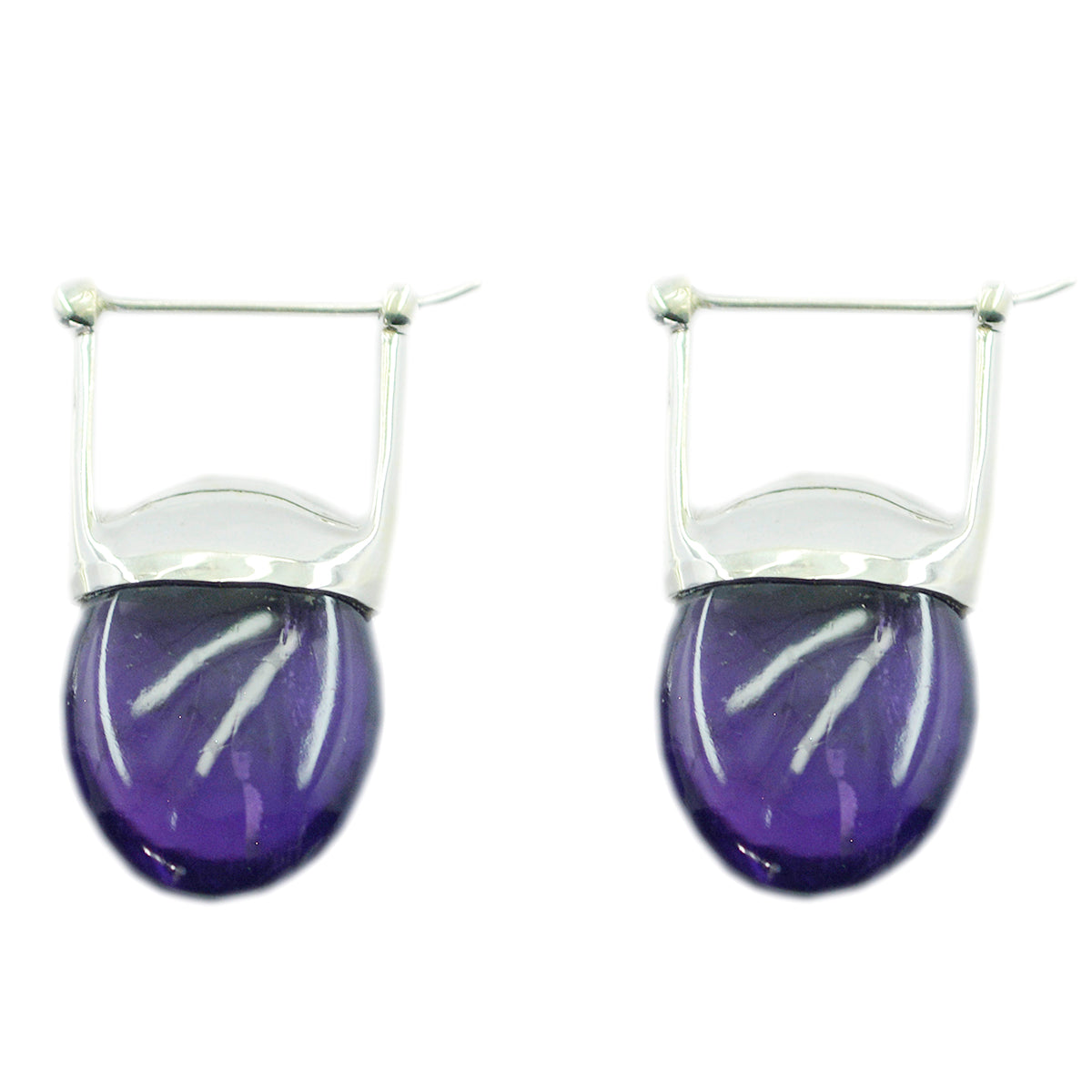 Amethyst-Mexican-Nora-Solitaire-Stud-Purple-Silver-Earring Immagine principale del prodotto