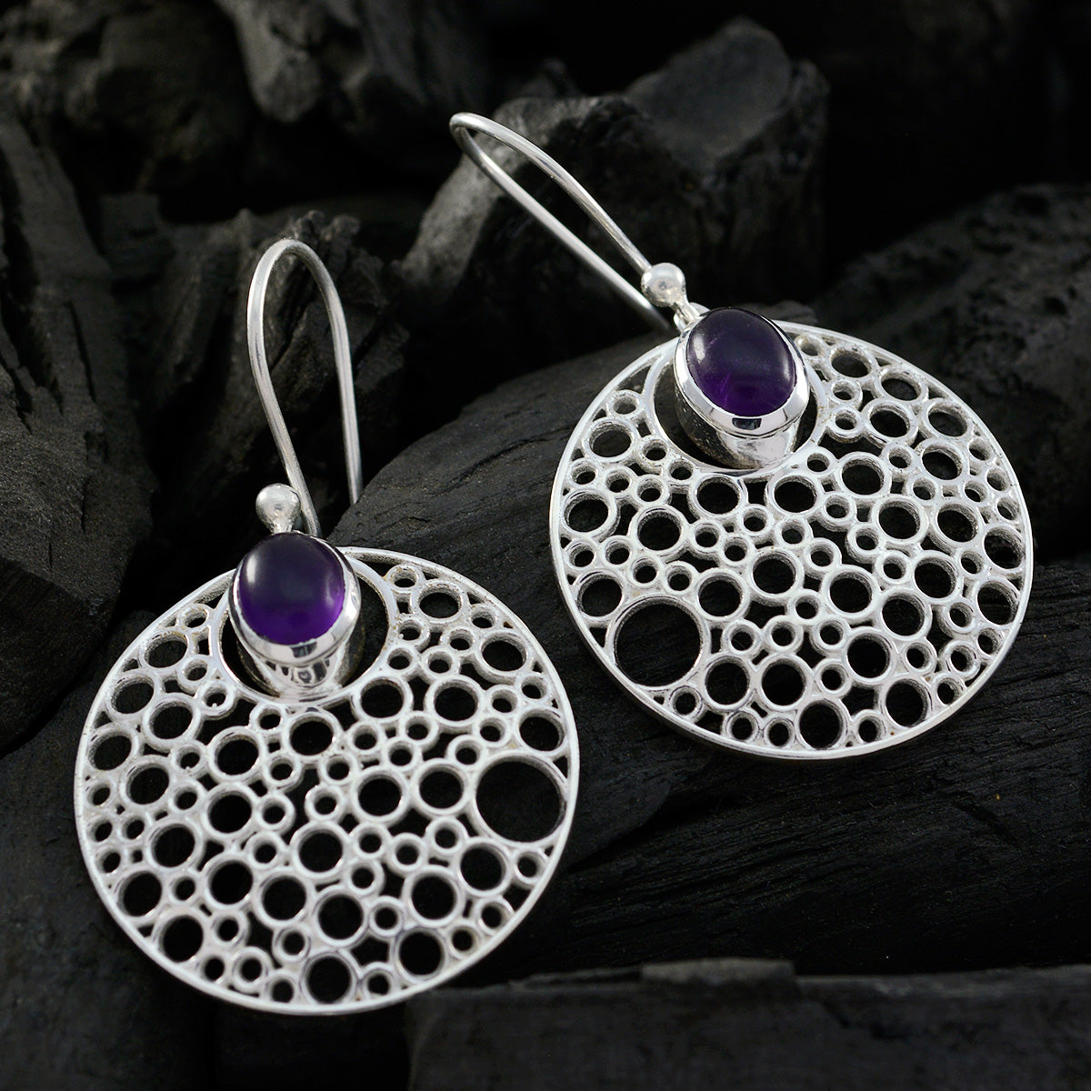 Amethyst Australischer Amanda Solitär Ohrhänger Lila 925 Sterling Silber Zweitbild