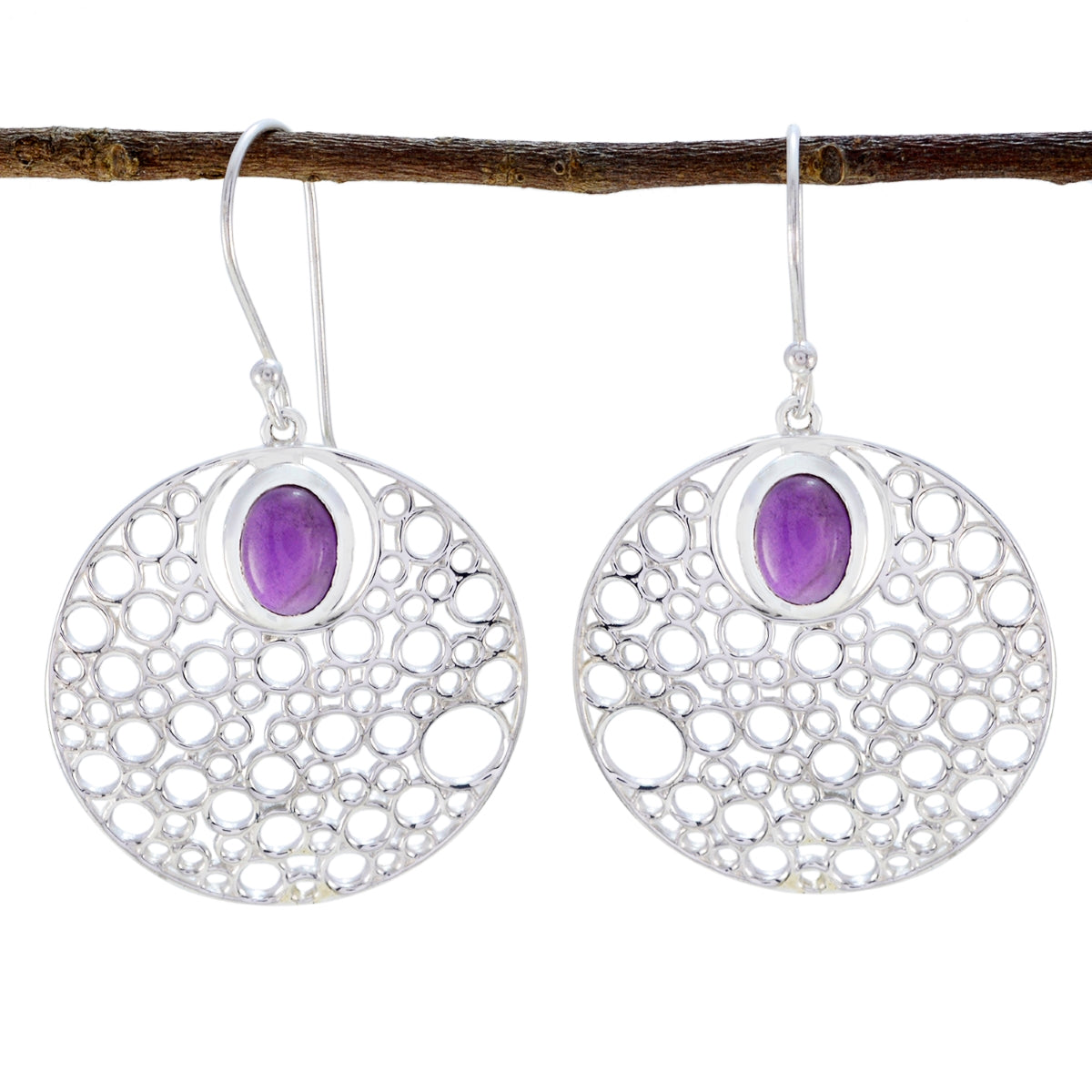 Amethyst-Australian-Amanda-Solitaire-Dangle-Purple-925-Sterling-Silber-Ohrring Hauptbild