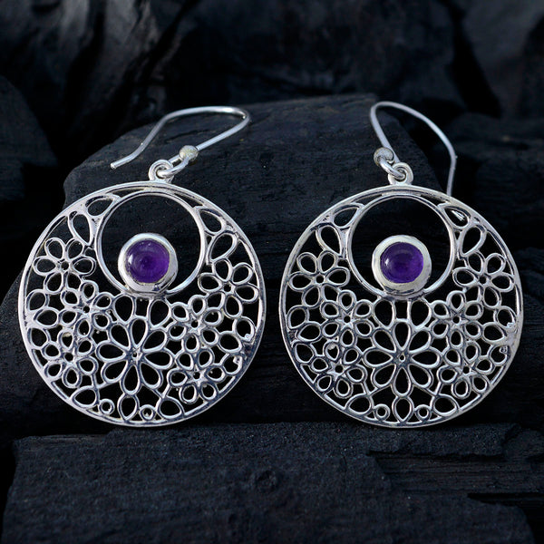 Amethyst-Spanish-Ana-Solitaire-Dangle-Purple-925-Silver-Earring