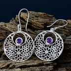 Amethyst-Spanish-Ana-Solitaire-Dangle-Purple-925-Silver-Earring