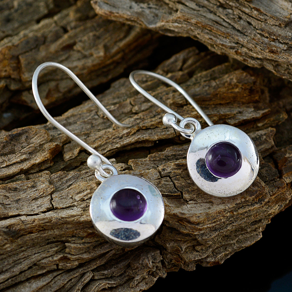 Amethyst-German-Antonia-Solitaire-Dangle-Purple-Silver-Earring