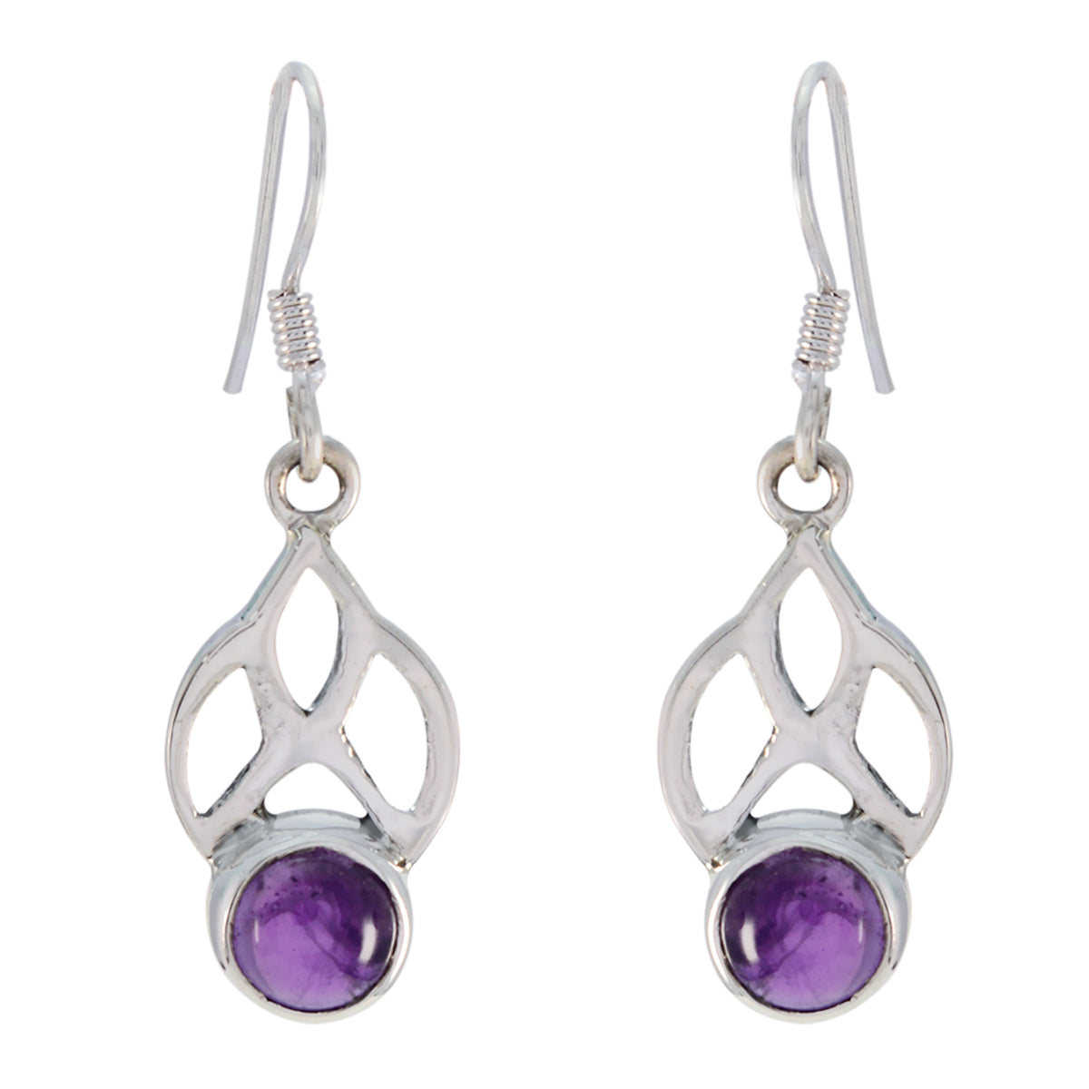 Amethyst-Russian-Layla-Solitaire-Dangle-Purple-Silver-Earring Huvudsaklig produktbild