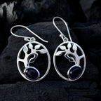 Amethyst-Korean-Lily-Solitaire-Dangle-Purple-925-Sterling-Silver-Earring