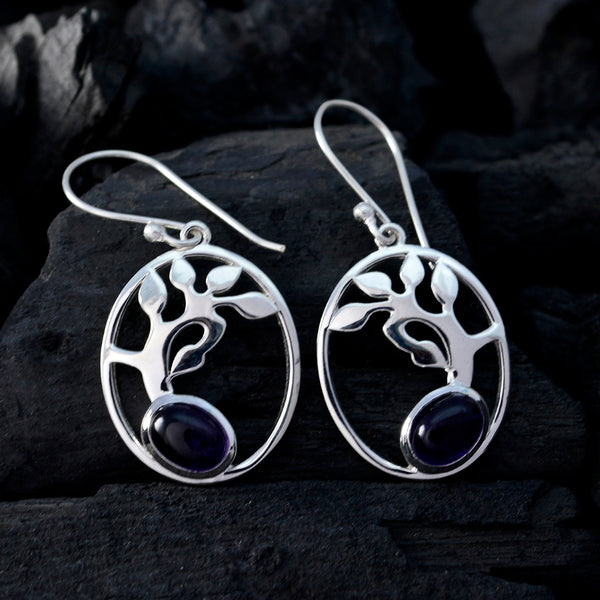 Amethyst-Korean-Lily-Solitaire-Dangle-Purple-925-Sterling-Silver-Earring