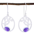 Amethyst-Korean-Lily-Solitaire-Dangle-Purple-925-Sterling-Silver-Earring