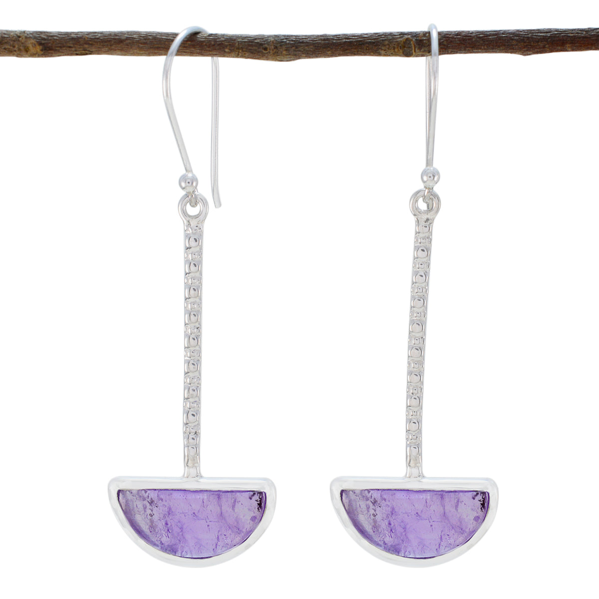 Amethyst-Russian-Bruna-Solitaire-Dangle-Purple-92.5-Silver-Earring Главное изображение товара