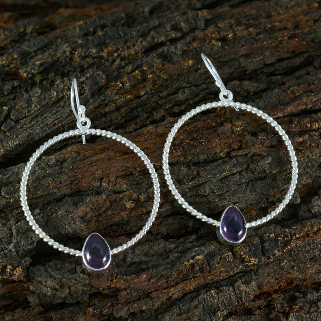 Amethyst-Italian-Sakura-Solitaire-Dangle-Purple-925-Silver-Earring