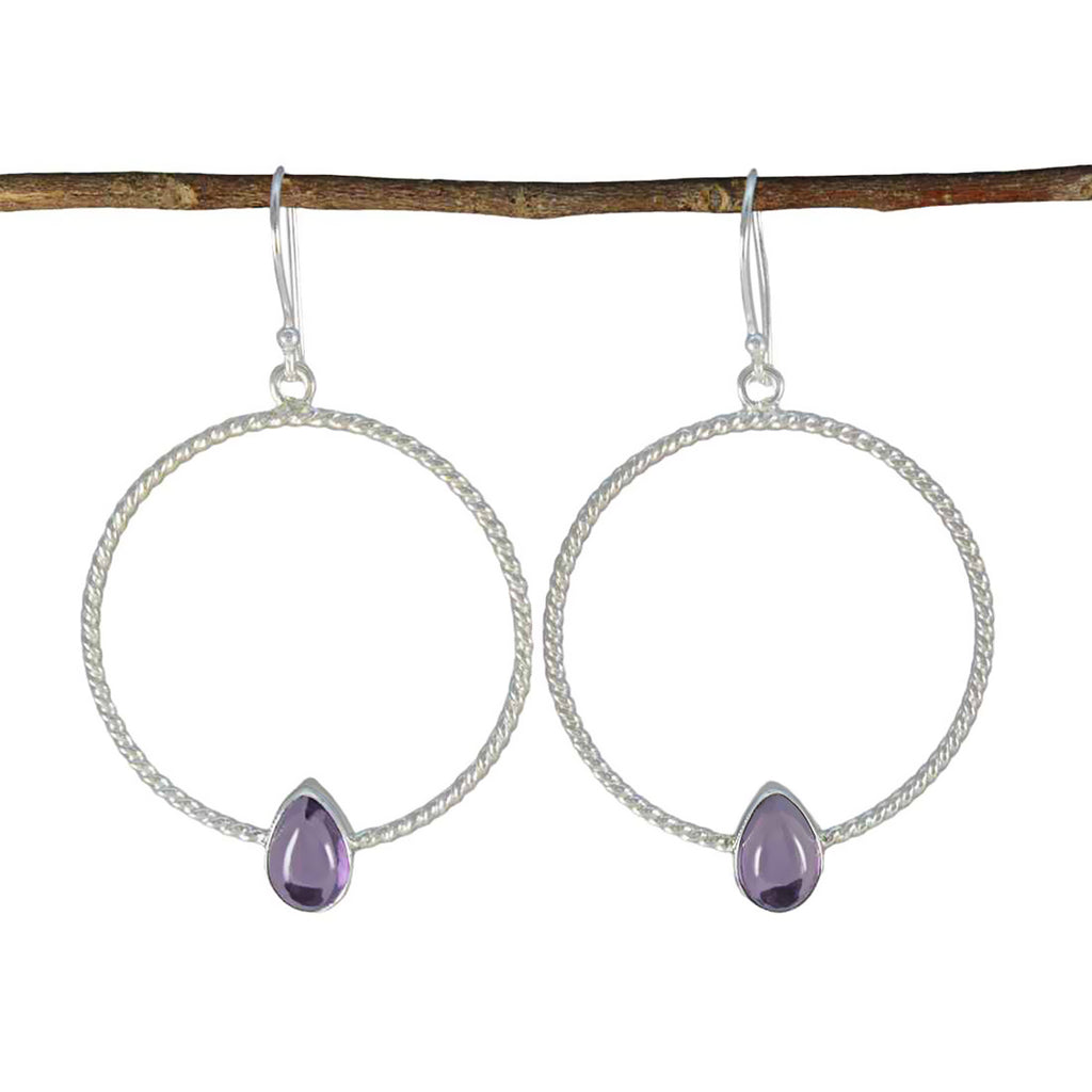 Amethyst-Italian-Sakura-Solitaire-Dangle-Purple-925-Silver-Earring