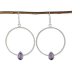 Amethyst-Italian-Sakura-Solitaire-Dangle-Purple-925-Silver-Earring
