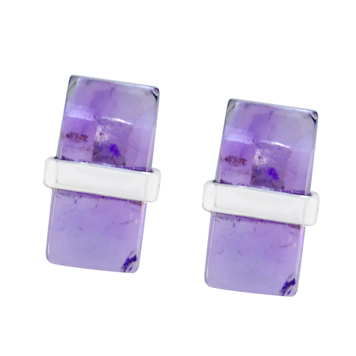 Amethyst Egyptian Carla Solitaire Stud Purple Sterling Silver Earring Второстепенное изображение товара