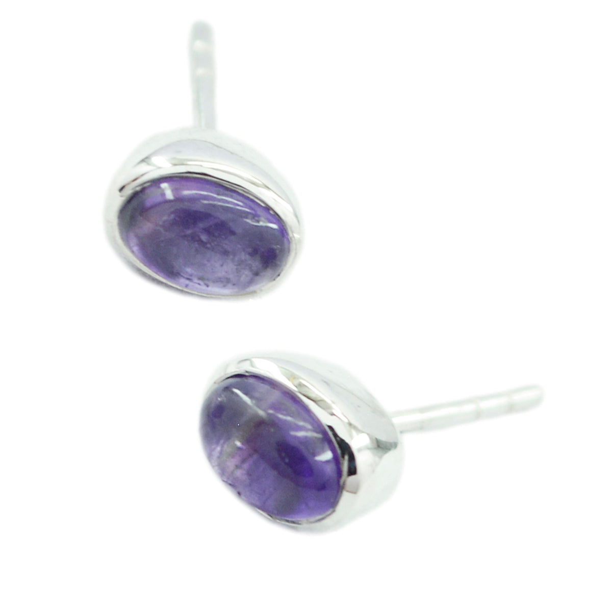 Amethyst Korean Cecilia Solitaire Stud Purple Sterling Silver Earring Второстепенное изображение товара