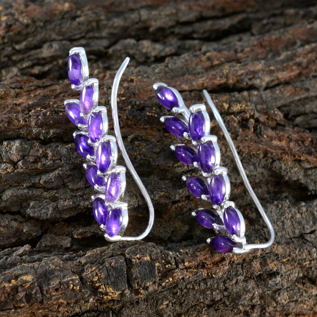 Amethyst-Italian-Marie-multiple-Stud-Purple-925-Sterling-Silver-Earring