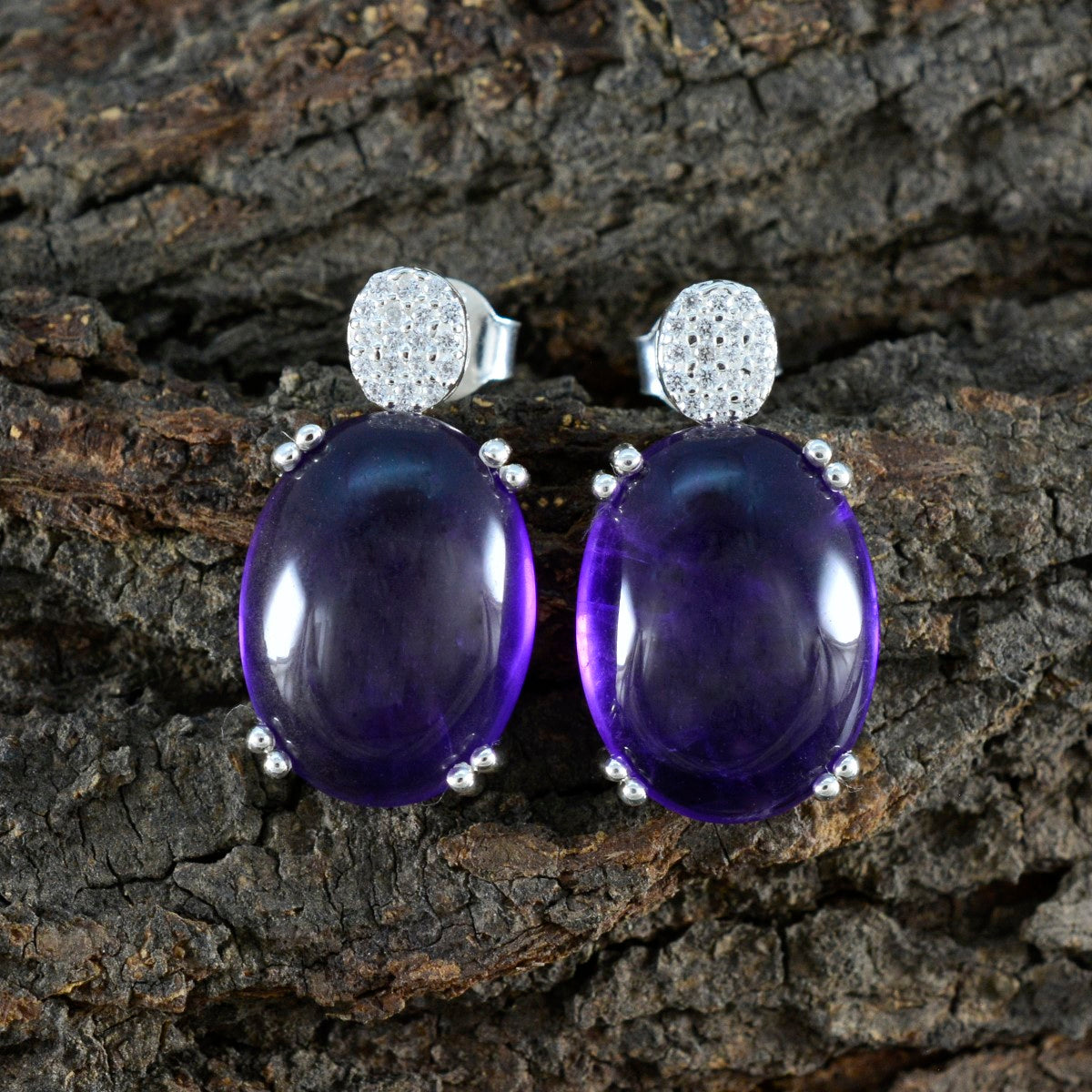 Amethyst-American-Fernanda-multiple-Stud-Purple-Silver-Earring