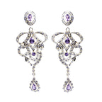Amethyst-Indian-Lakshmi-multiple-Stud-Purple-925-Sterling-Silver-Earring