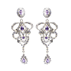 Amethyst-Indian-Lakshmi-multiple-Stud-Purple-925-Sterling-Silver-Earring