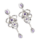 Amethyst-Indian-Lakshmi-multiple-Stud-Purple-925-Sterling-Silver-Earring