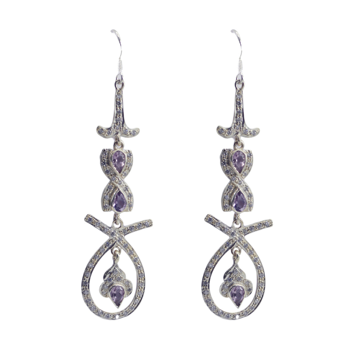 Amethyst-Indian-Natcha-multiple-Dangle-Purple-92.5-Silver-Earring Main image