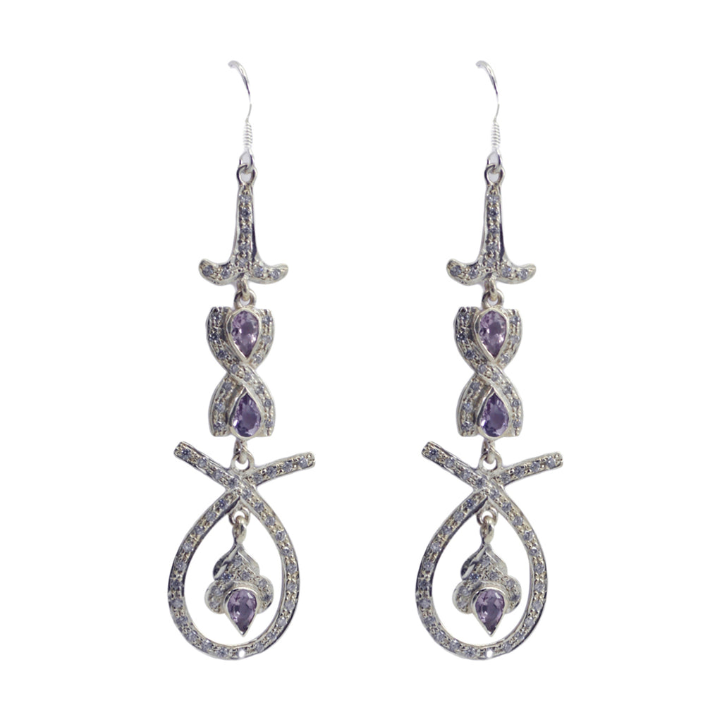 Amethyst-Indian-Natcha-multiple-Dangle-Purple-92.5-Silver-Earring
