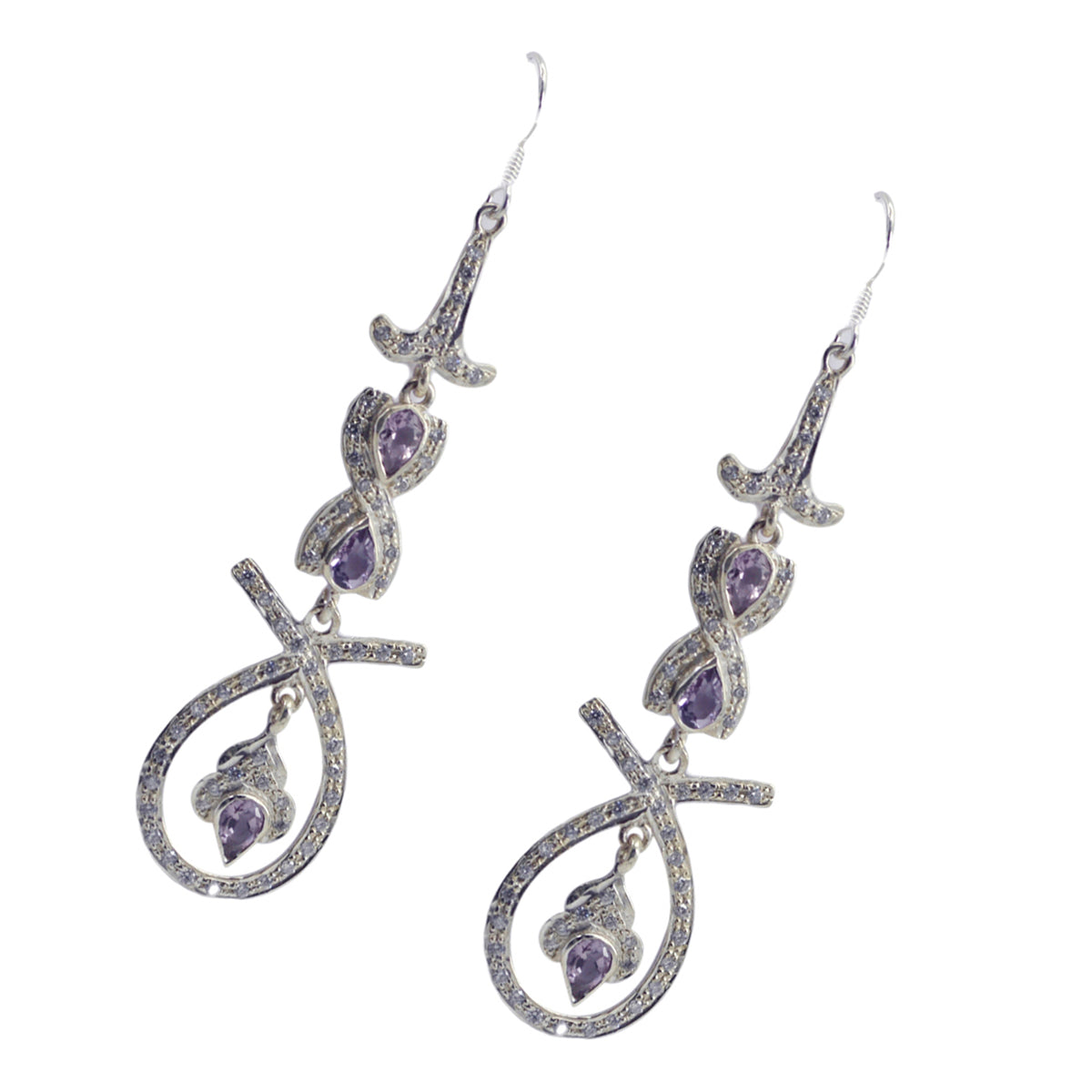 Amethyst Indian Natcha multiple Dangle Purple 92.5 Silver Earring Secondary image