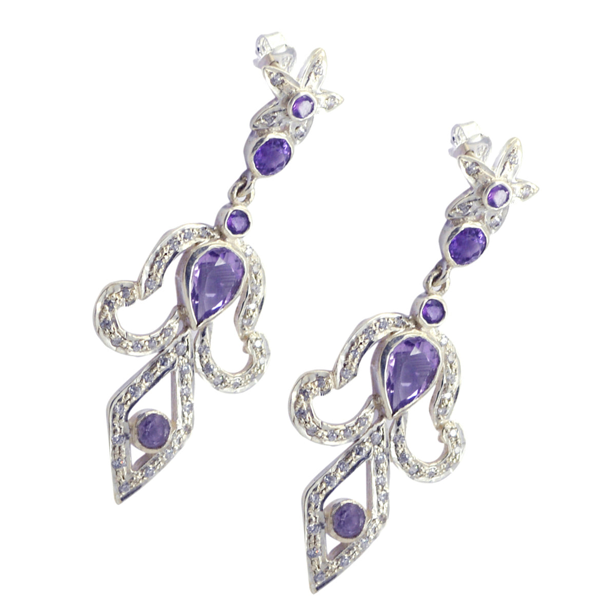 Amethyst-Indian-Maria-multiple-Stud-Purple-Sterling-Silver-Earring