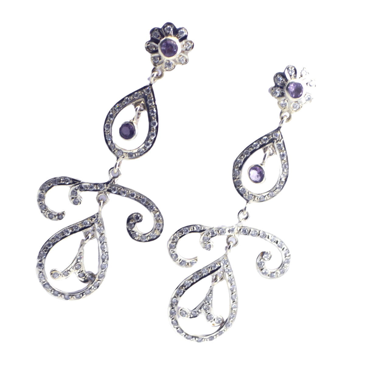 Amethyst-Indian-Nisa-multiple-Dangle-Purple-925-Silver-Earring