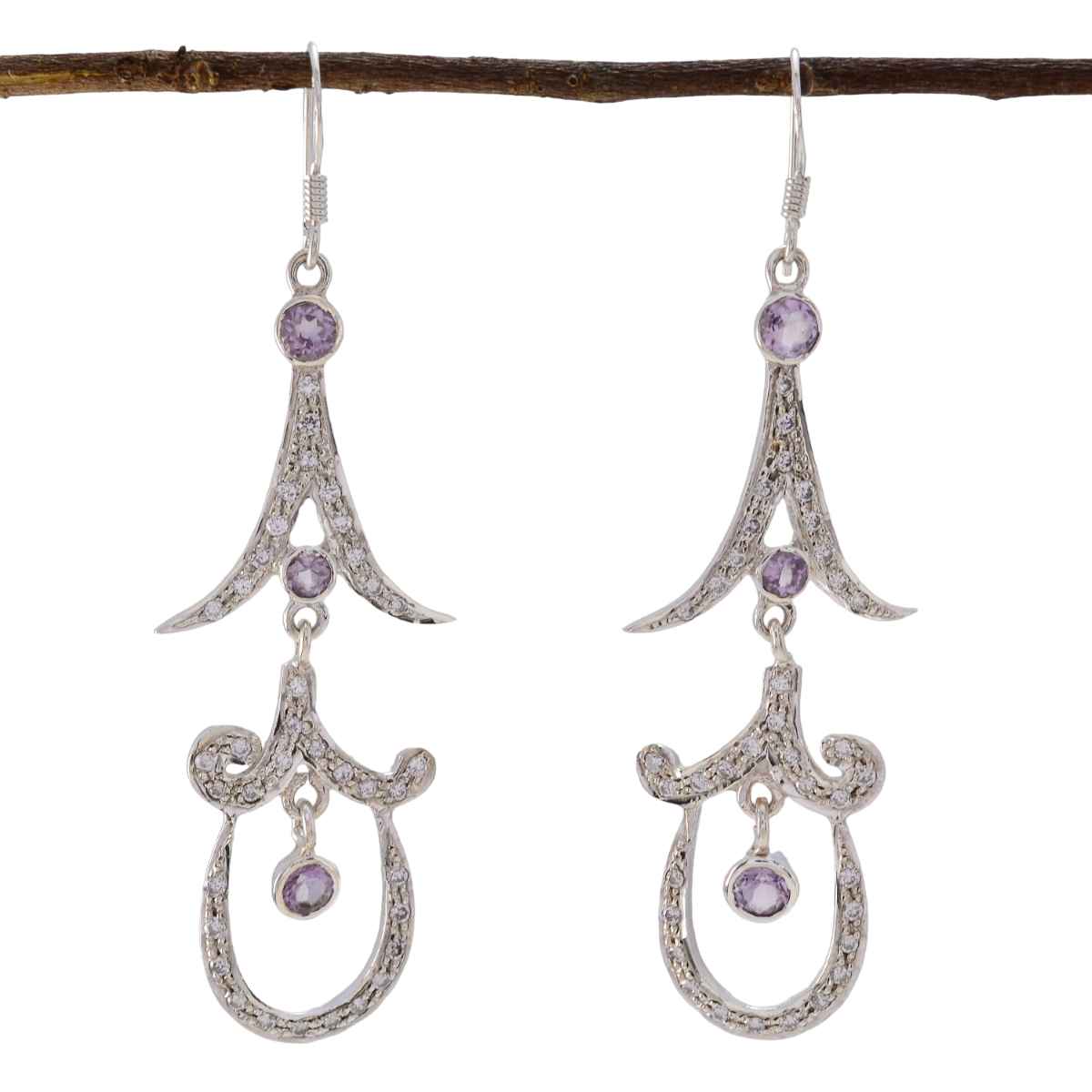 Amethyst-Indian-Siti-multiple-Stud-Purple-925-Sterling-Silver-Earring メイン画像