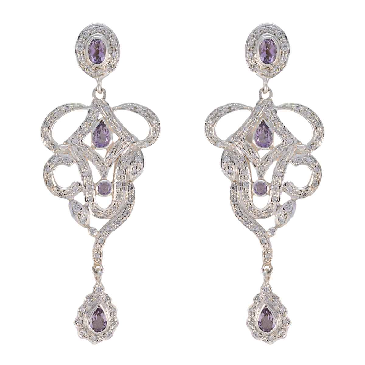 Amethyst-Indian-Priya-multiple-Stud-Purple-Sterling-Silver-Earring