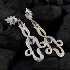 Amethyst-Indian-Aisha-multiple-Stud-Purple-Silver-Earring