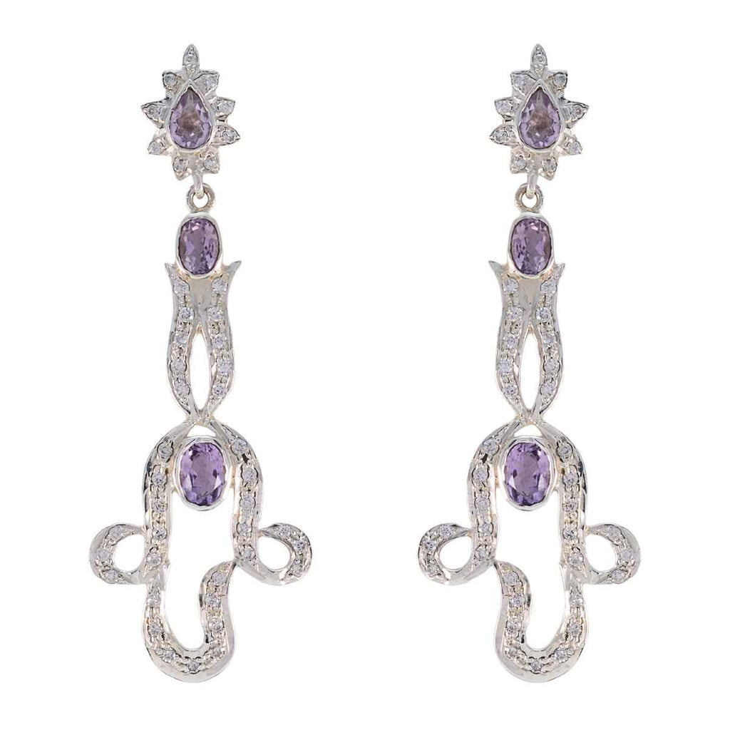 Amethyst-Indian-Aisha-multiple-Stud-Purple-Silver-Earring