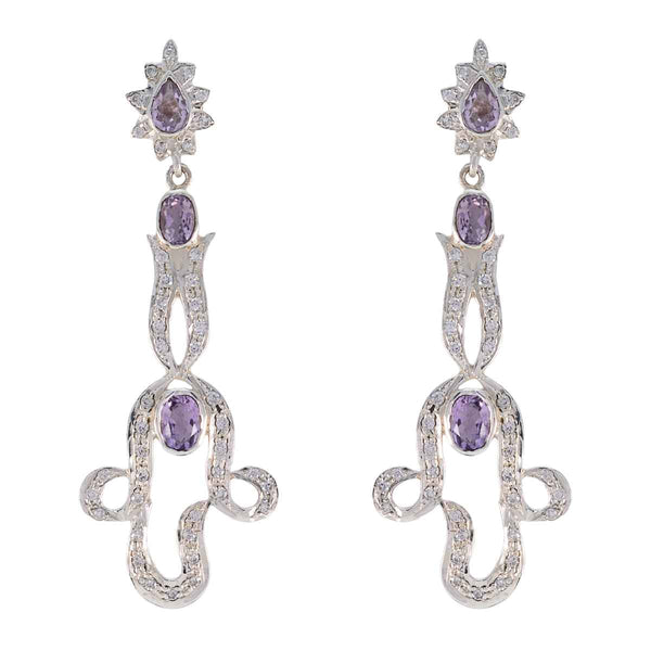 Amethyst-Indian-Aisha-multiple-Stud-Purple-Silver-Earring