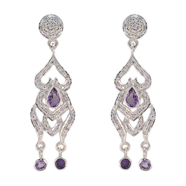 Amethyst-Indian-Putri-multiple-Stud-Purple-Sterling-Silver-Earring