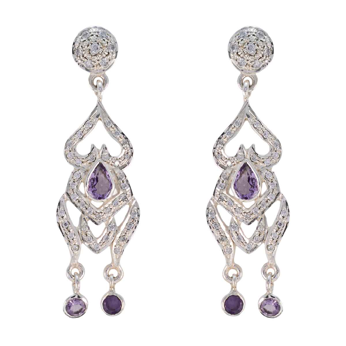 Amethyst-Indian-Putri-multiple-Stud-Purple-Sterling-Silver-Earring