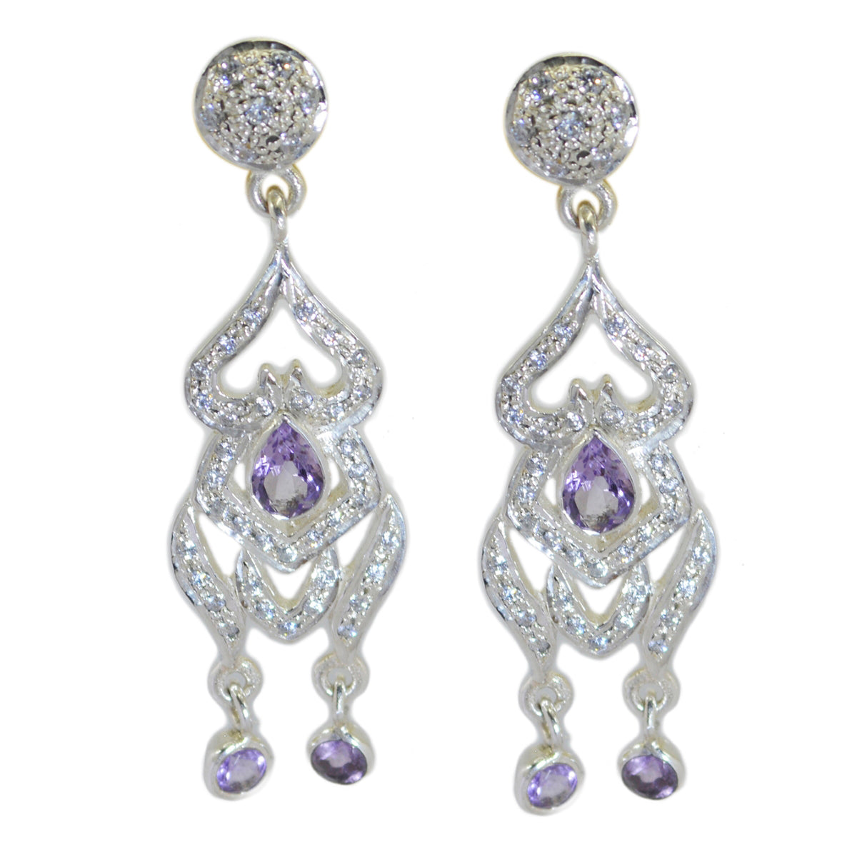 Amethyst-Indian-Putri-multiple-Stud-Purple-Sterling-Silver-Earring