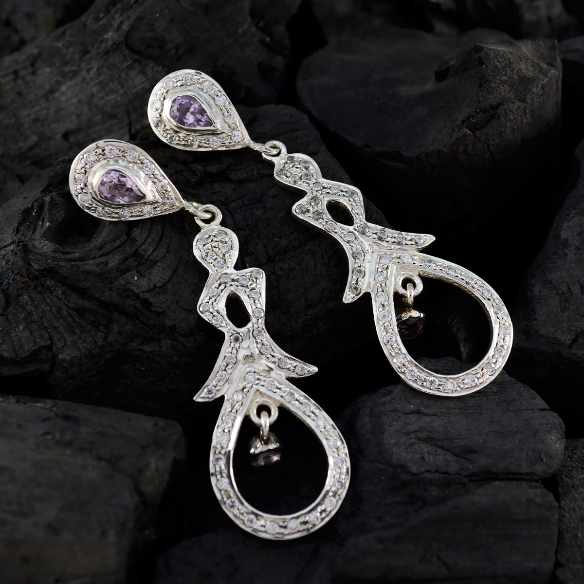 Amethyst-Indian-Riya-multiple-Stud-Purple-925-Silver-Earring