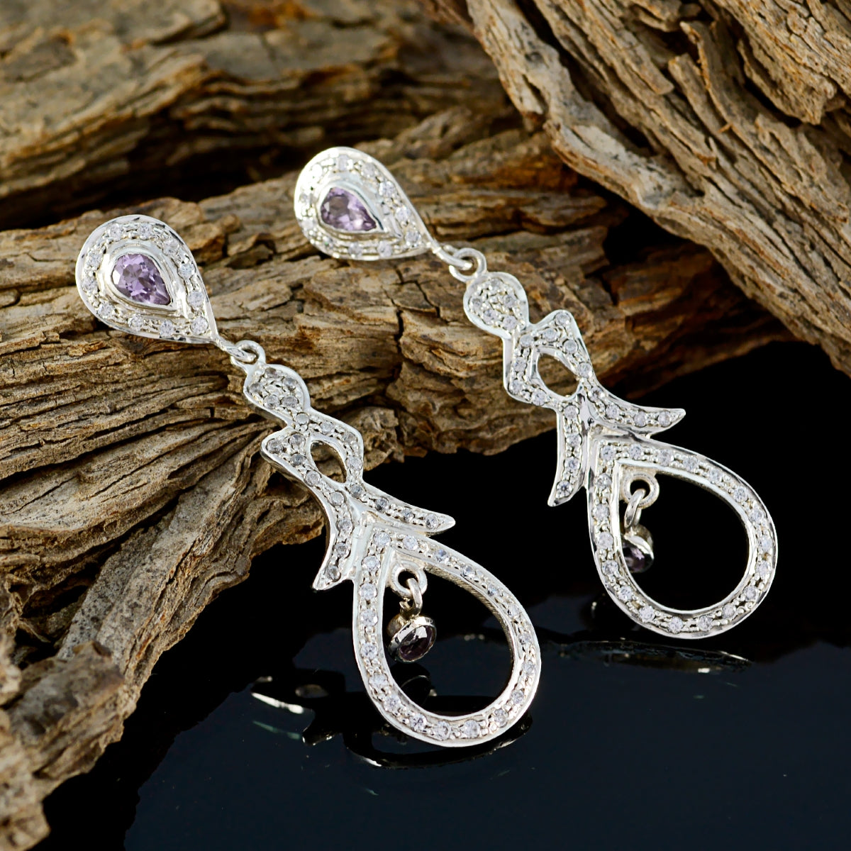 Amethyst-Indian-Riya-multiple-Stud-Purple-925-Silver-Earring