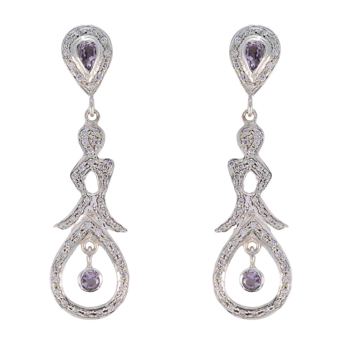 Amethyst-Indian-Riya-multiple-Stud-Purple-925-Silver-Earring