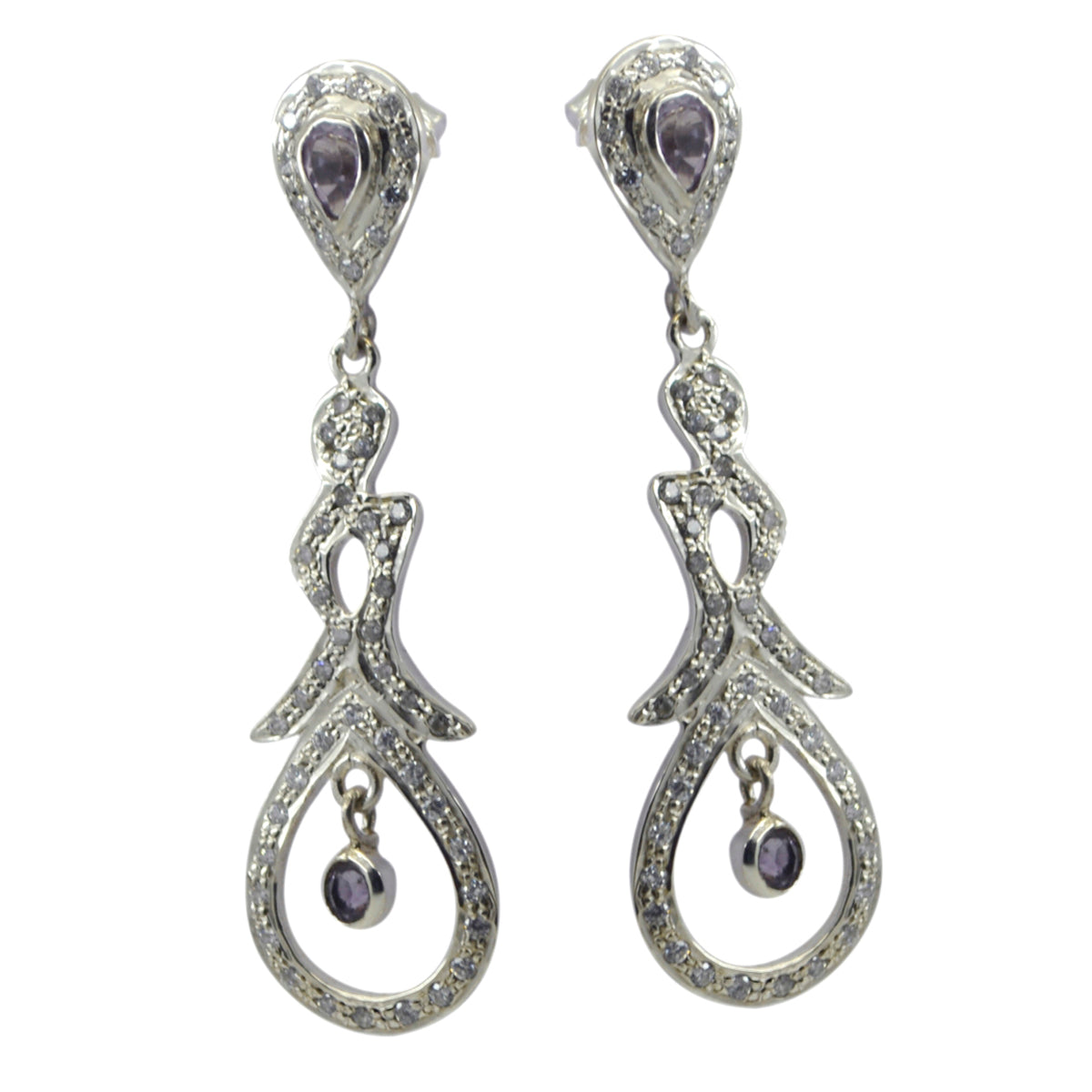 Amethyst-Indian-Riya-multiple-Stud-Purple-925-Silver-Earring