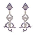 Amethyst-Indian-Saanvi-multiple-Stud-Purple-Silver-Earring