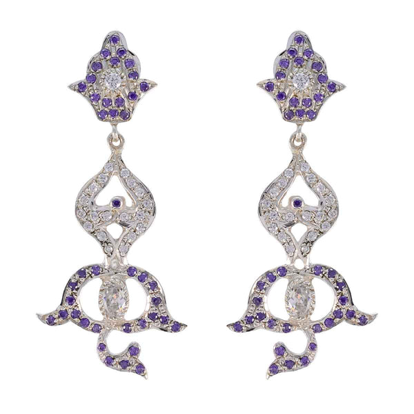Amethyst-Indian-Saanvi-multiple-Stud-Purple-Silver-Earring