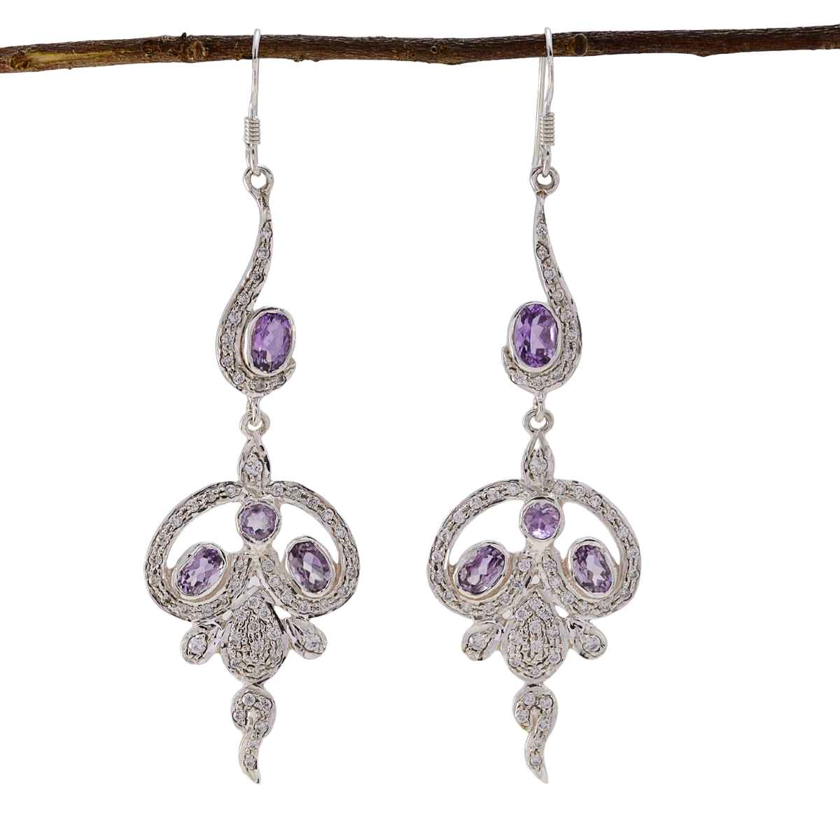 Amethyst-Indian-Siti-multiple-Stud-Purple-Silver-Earring