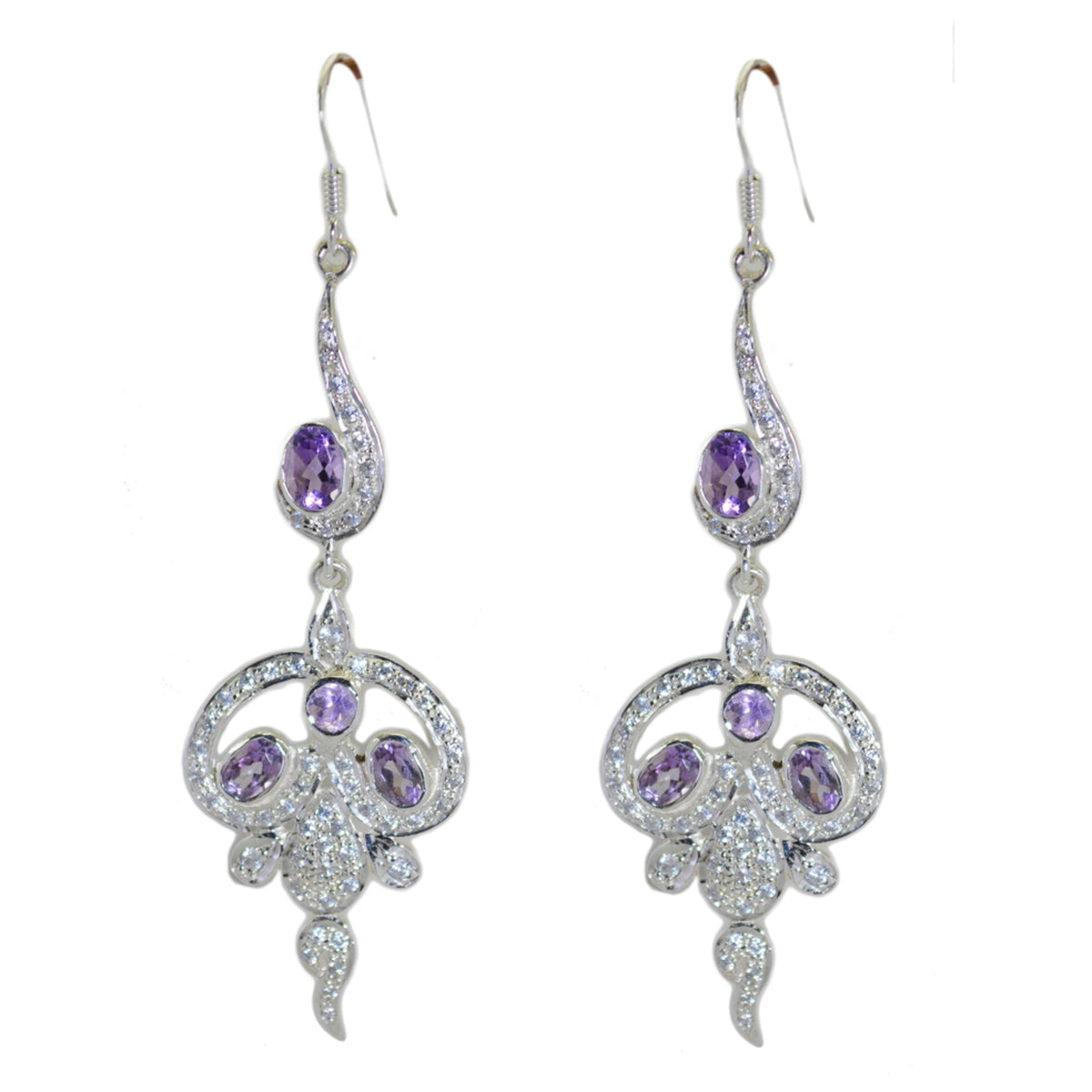 Amethyst-Indian-Siti-multiple-Stud-Purple-Silver-Earring