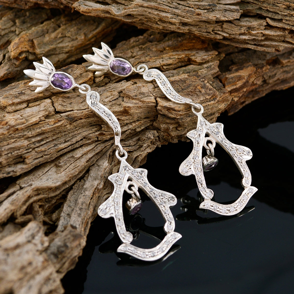 Amethyst-Indian-Zara-multiple-Stud-Purple-925-Silver-Earring