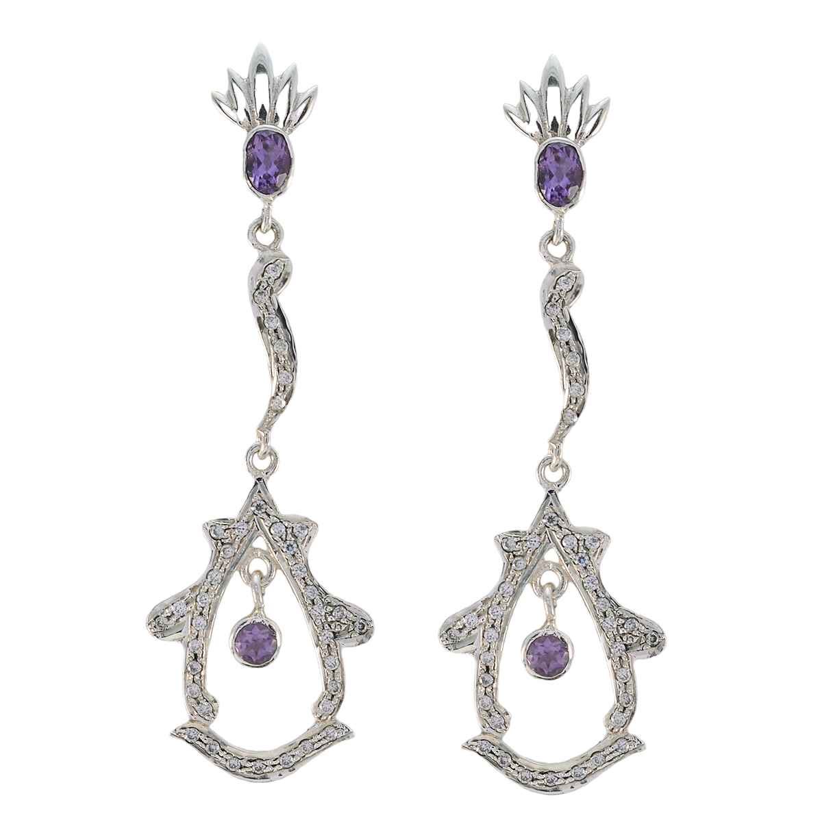 Amethyst-Indian-Zara-multiple-Stud-Purple-925-Silver-Earring メイン画像