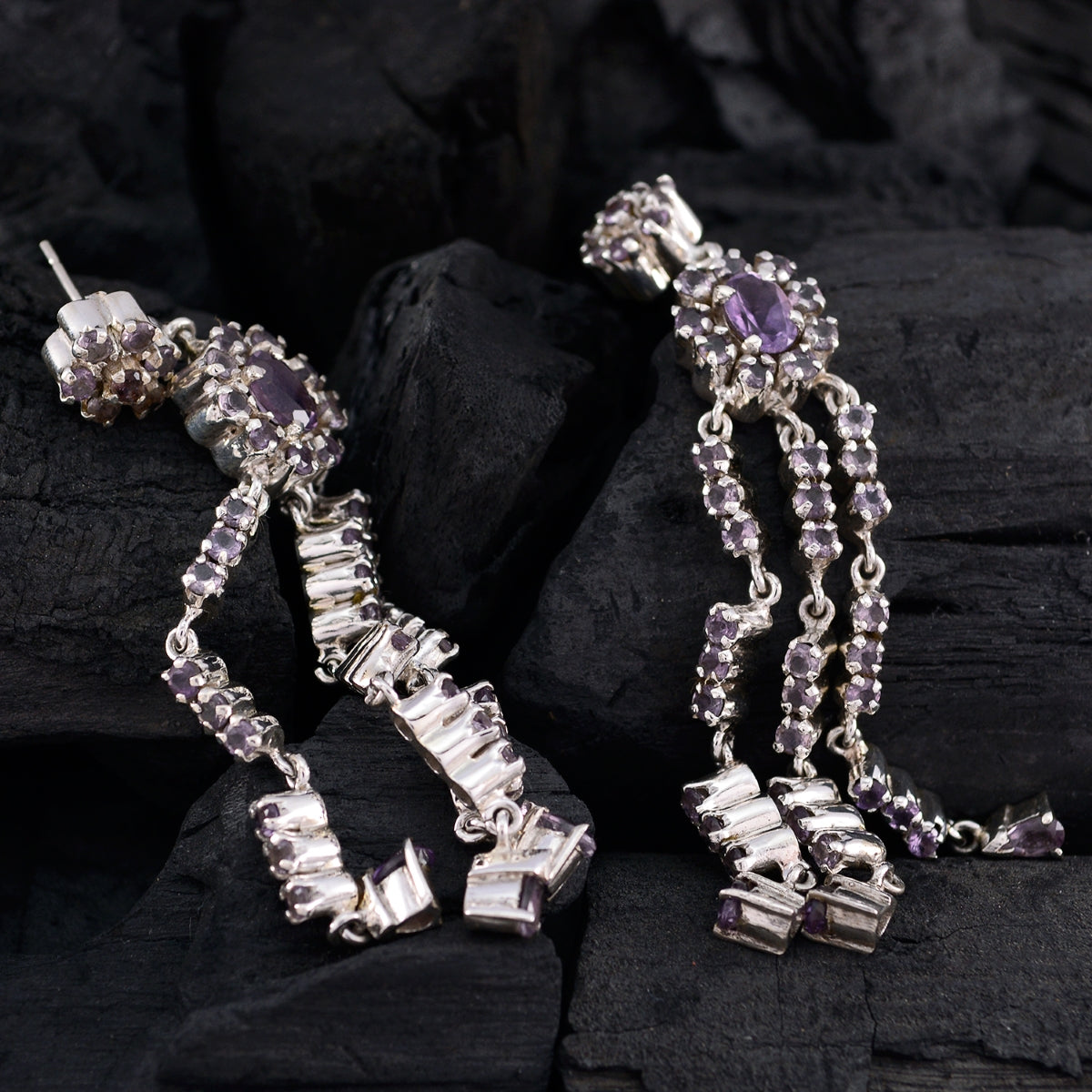 Amethyst-American-Micaela-multiple-Dangle-Purple-Silver-Earring