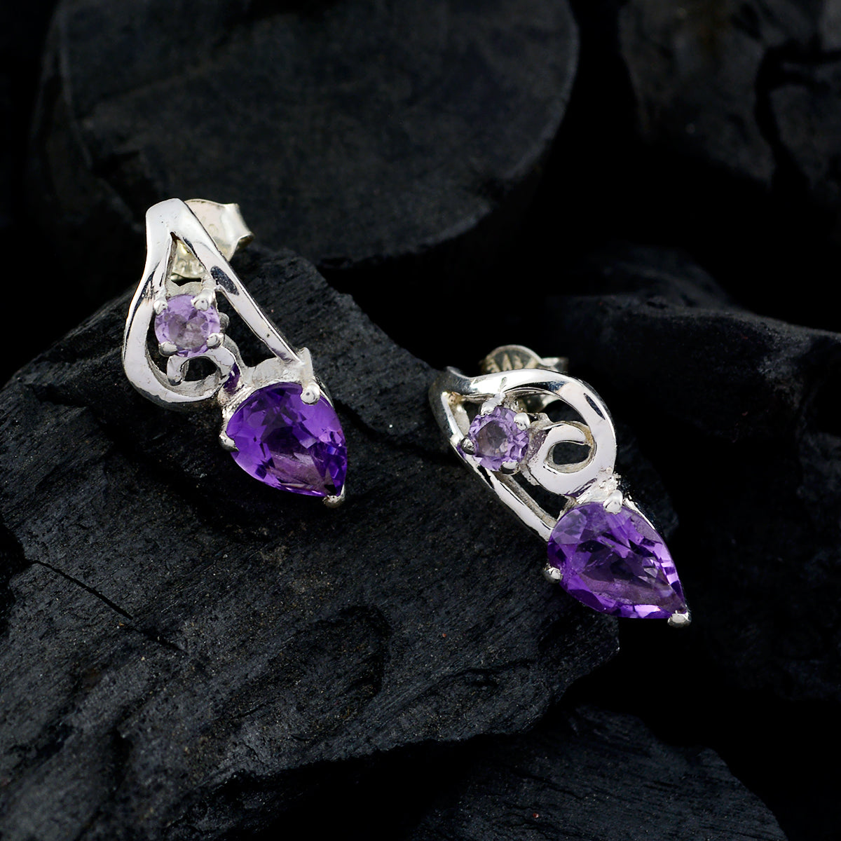 Amethyst-Latin-American-Gabriela-multiple-Stud-Purple-92.5-Silver-Earring